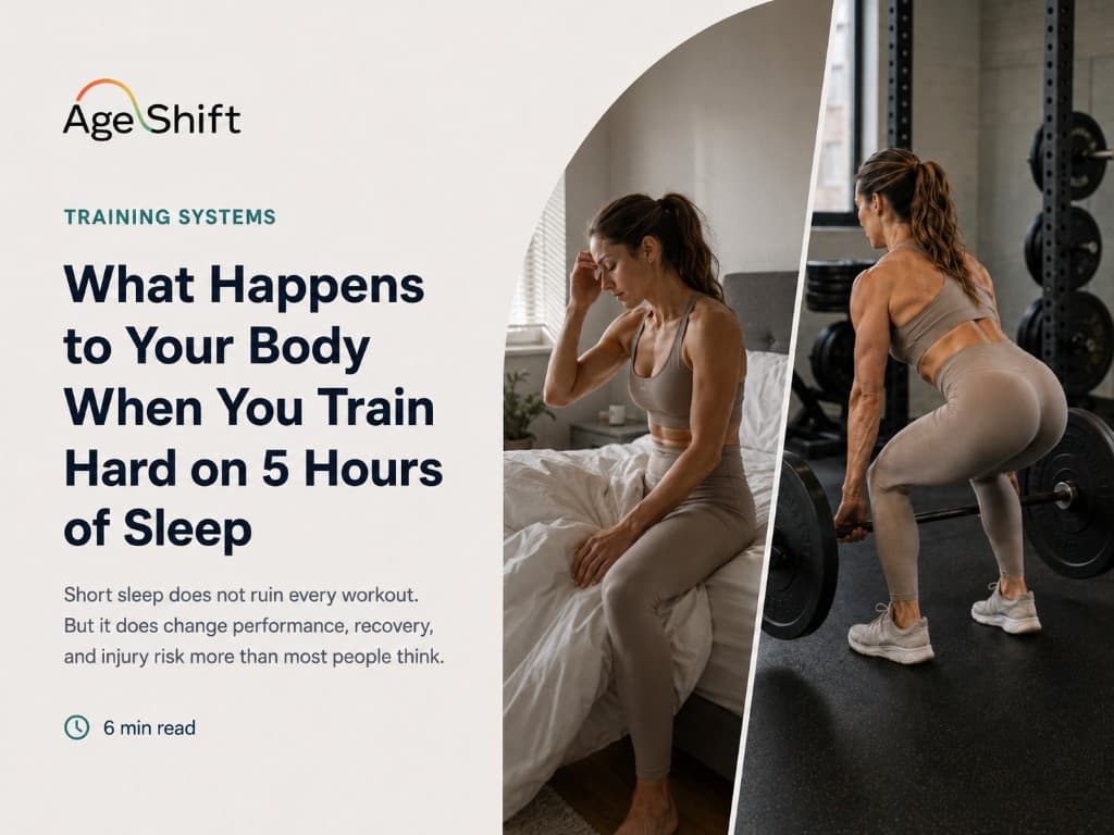 What Happens to Your Body When You Train Hard on 5 Hours of Sleep — tired on the bed and training in the gym